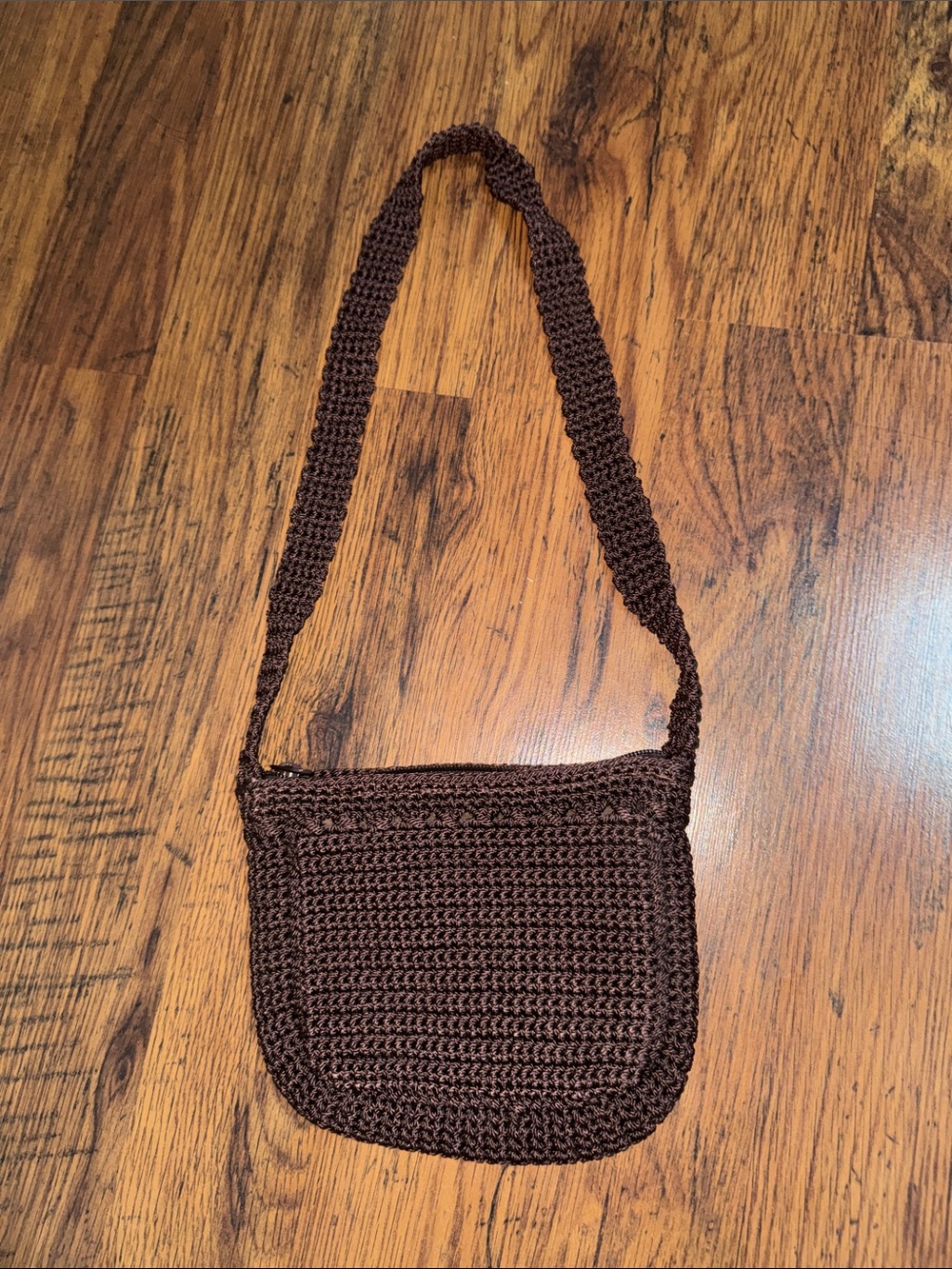 Brown Crochet Crossbody Bag - Women's Shoulder Purse 38.Mon.B4